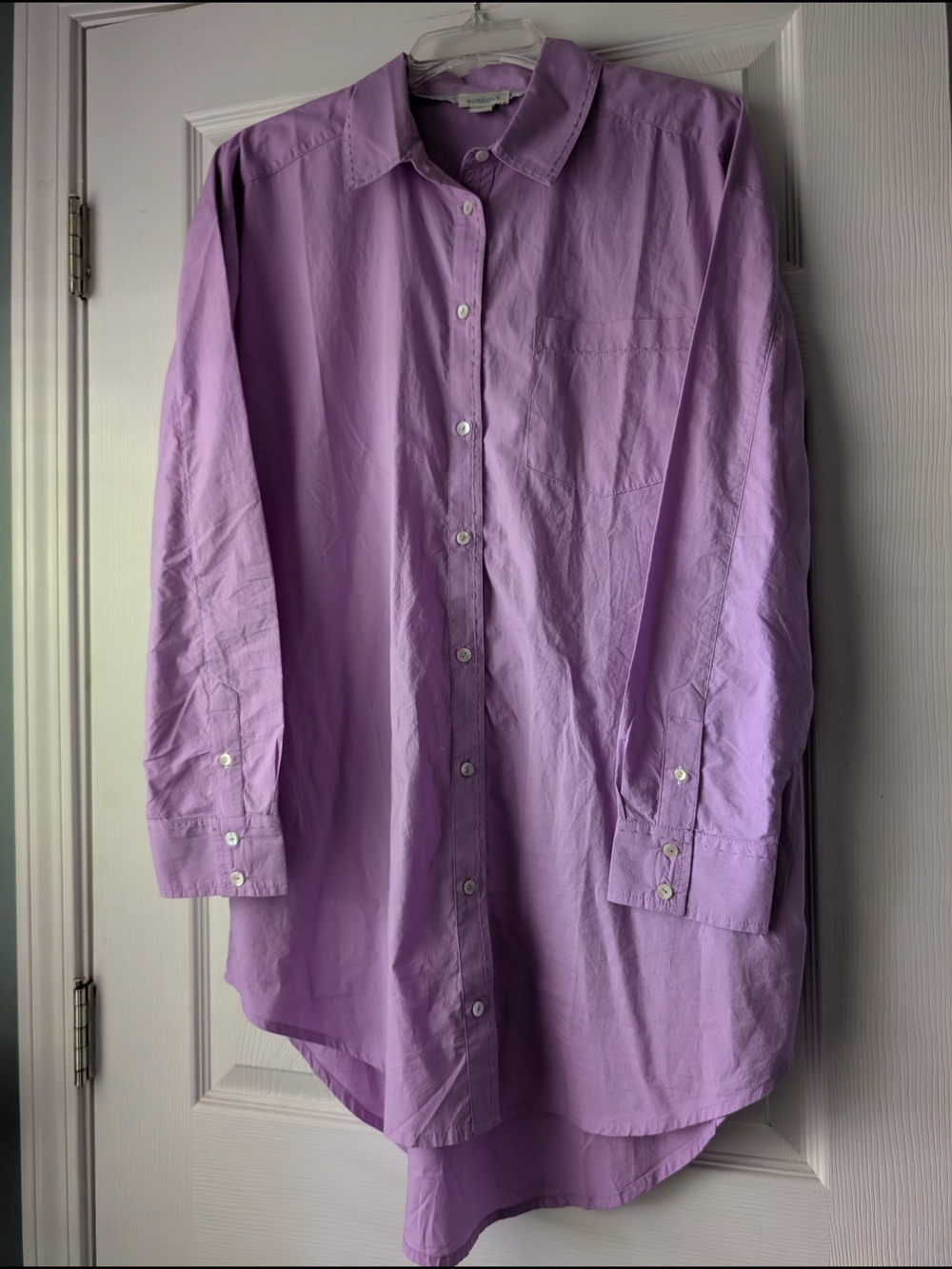 Sundance Lavender Button-Up Cotton Blouse/Tunic